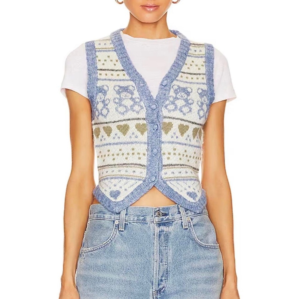 Danielle Guizio Blue Sweet Bear Vest